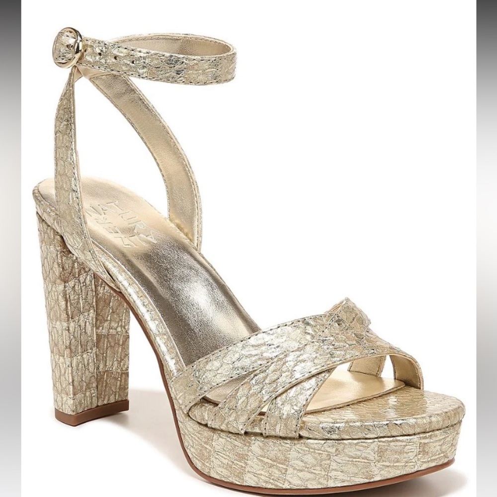 Naturalizer Mallory Metallic Snake Print Leather Sandals